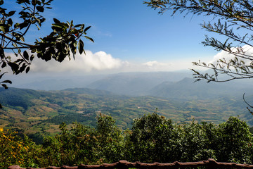 Mountain landscape with blue sky