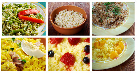 set of different cereals dish .