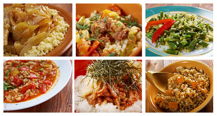 set of different cereals dish .