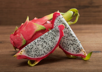 Dragon fruit on wooden background