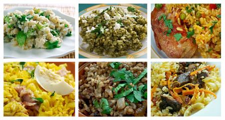 set of different rice  dish