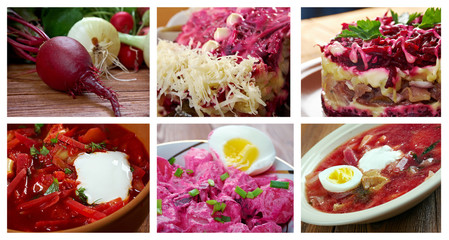 set of different  beets dishi