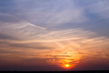 Colorful sunset with clouds