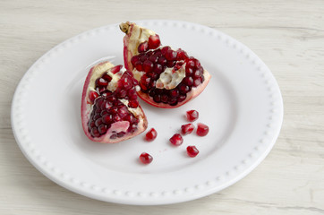 Pomegranate on a plate