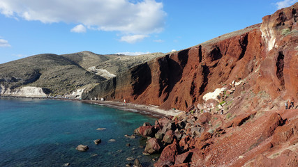 red beach on santorini island in greece