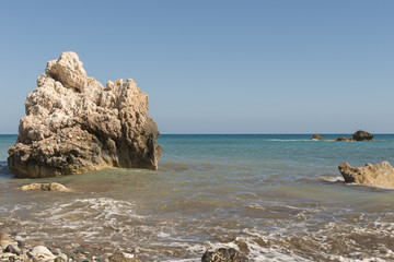 Seashore with rock and wave