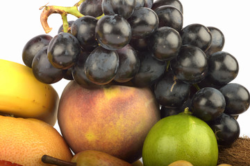 Assortment of exotic fruits isolated on white