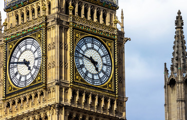 Fototapeta na wymiar Close-up of the clock face of Big Ben, London