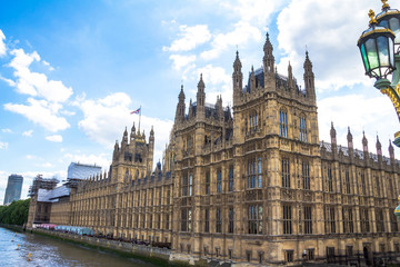 Fototapeta na wymiar Palace of Westminster, Houses of Parliament. UNESCO World Heritage Site