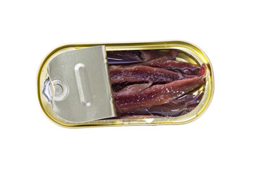 open can of anchovies