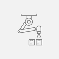 Robotic packaging line icon.