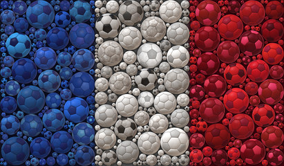National Flag of the French Republic Soccer Balls Mosaic Illustration Design Concept