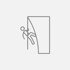 Rock climber line icon.