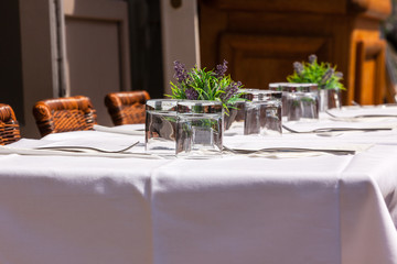 Cozy Restaurant tables ready for service