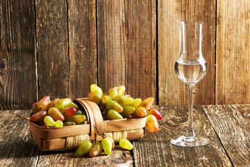 Fresh grapes and grappa