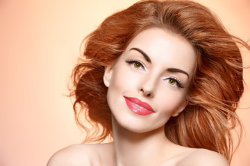 Fototapeta premium Beauty portrait woman, eyelashes, natural makeup