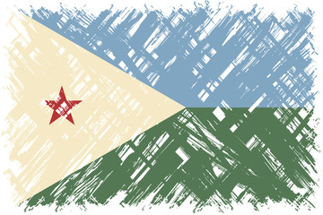 Djibouti grunge flag. Vector illustration.