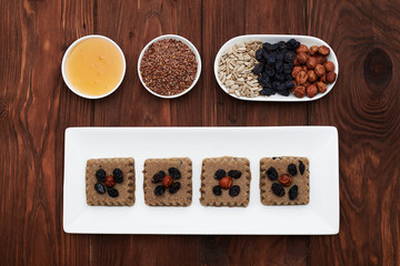 tasty vegan dessert and ingredients