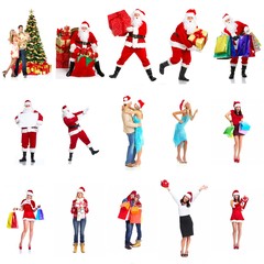 Happy Christmas people collage.