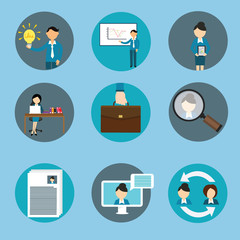 human resource management business icon set training