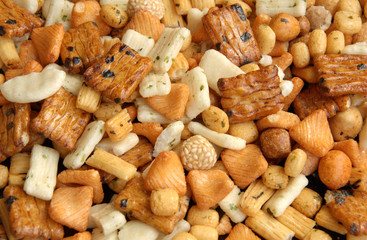 Fototapeta na wymiar Party Snack Mixes Snacks are important in the party