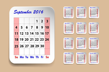 Calendar for September2016