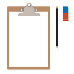 Clipboard with pencil and eraser