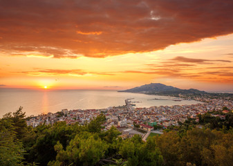 Zante town during sunrise on Zakynthos island in Greece
