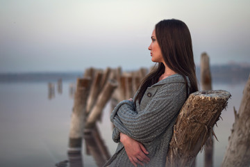 Beautiful woman in a melancholy 