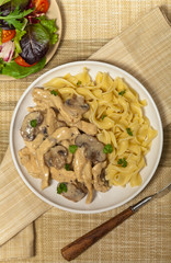 Chicken Stroganoff a variation on Beef Stroganoff. Selective focus.