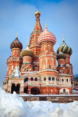 Beautiful  Moscow Attraction -  saint Basil's Cathedral with col
