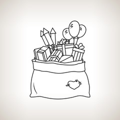 Bag of Santa Claus on a Light  Background