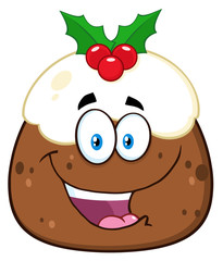 Happy Christmas Pudding Cartoon Character