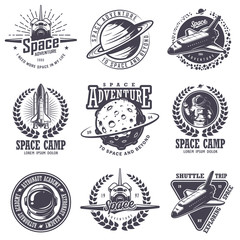Set of vintage space and astronaut badges © ivan mogilevchik