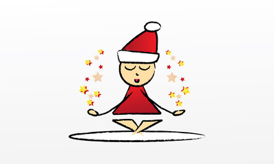 Yoga mignon Noël - Étoiles or fond clair