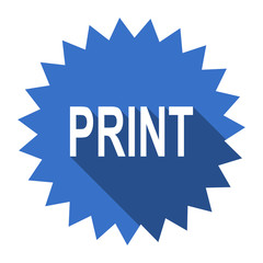 print blue flat icon