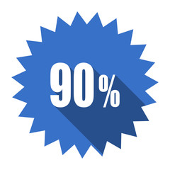 90 percent blue flat icon