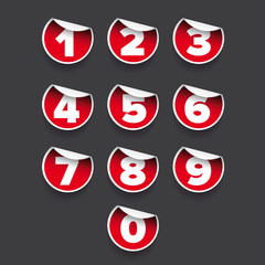 Number set red label vector