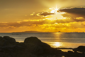 Salvora and Noro Islands at sunset