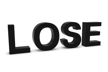 LOSE Black 3D Text Isolated on White with Shadows