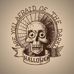 Vector halloween hand draw skull. Eps10