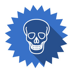 skull blue flat icon