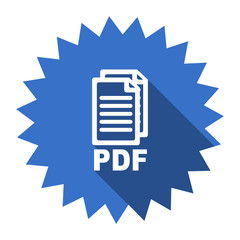 pdf blue flat icon,