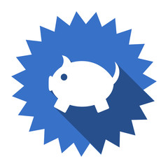 piggy bank blue flat icon
