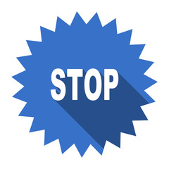 stop blue flat icon