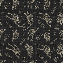 Vector hand draw robot on exersize book. Eps10