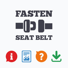 Fasten seat belt sign icon. Safety accident.