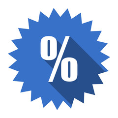 percent blue flat icon