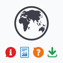 Globe sign icon. World map geography symbol.