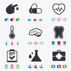 Medicine, healthcare and diagnosis icons.